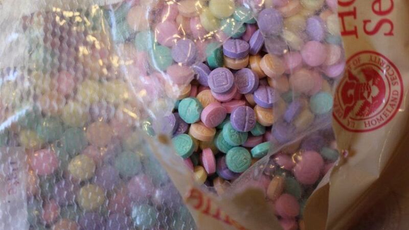 The sheriff’s office posted photos of examples to be weary of, showing fentanyl pressed in...