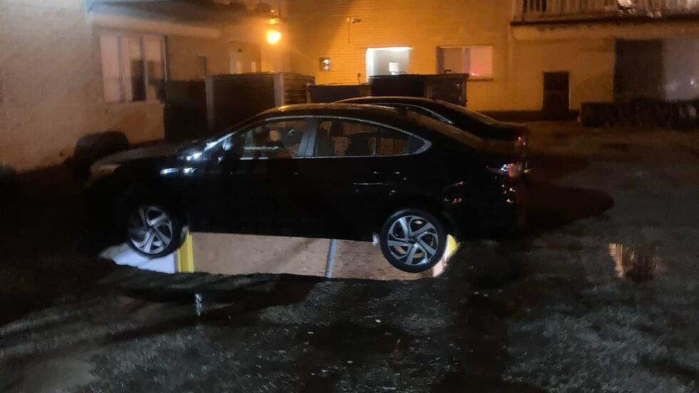 The top level of an apartment complex parking deck in Cleveland collapsed onto the underground...