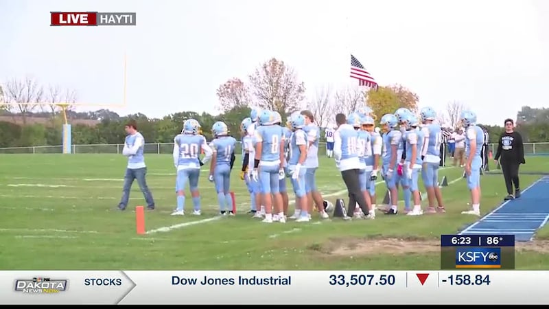 Live look in during Football Friday's Tailgate Tour of the Hamlin Chargers warmups
