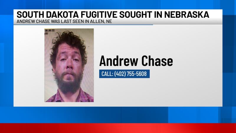 Andrew Chase ran from deputies outside an Allen, NE gas station Tuesday.