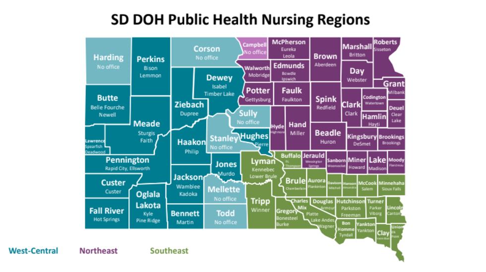 Public health nursing regions graphic.